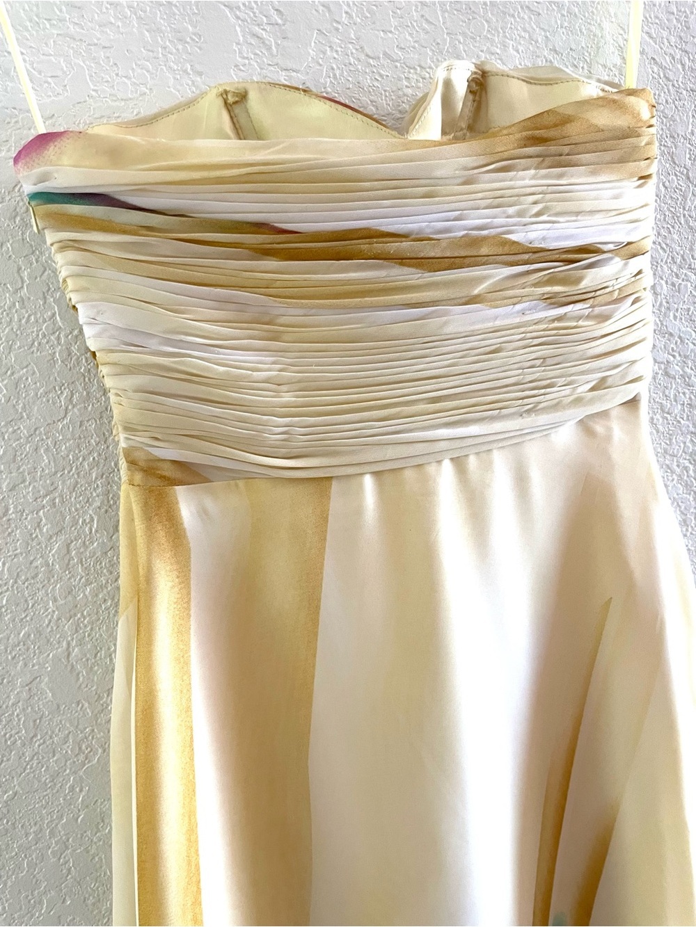 Strapless Beaded Ombre Watercolor Formal Evening Dress - Yellow Multicolor Sz 6 - Picture 5 of 13